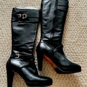 Cole Haan Nike Air women’s black leather knee- high dress boots w/ zipper-comfy!